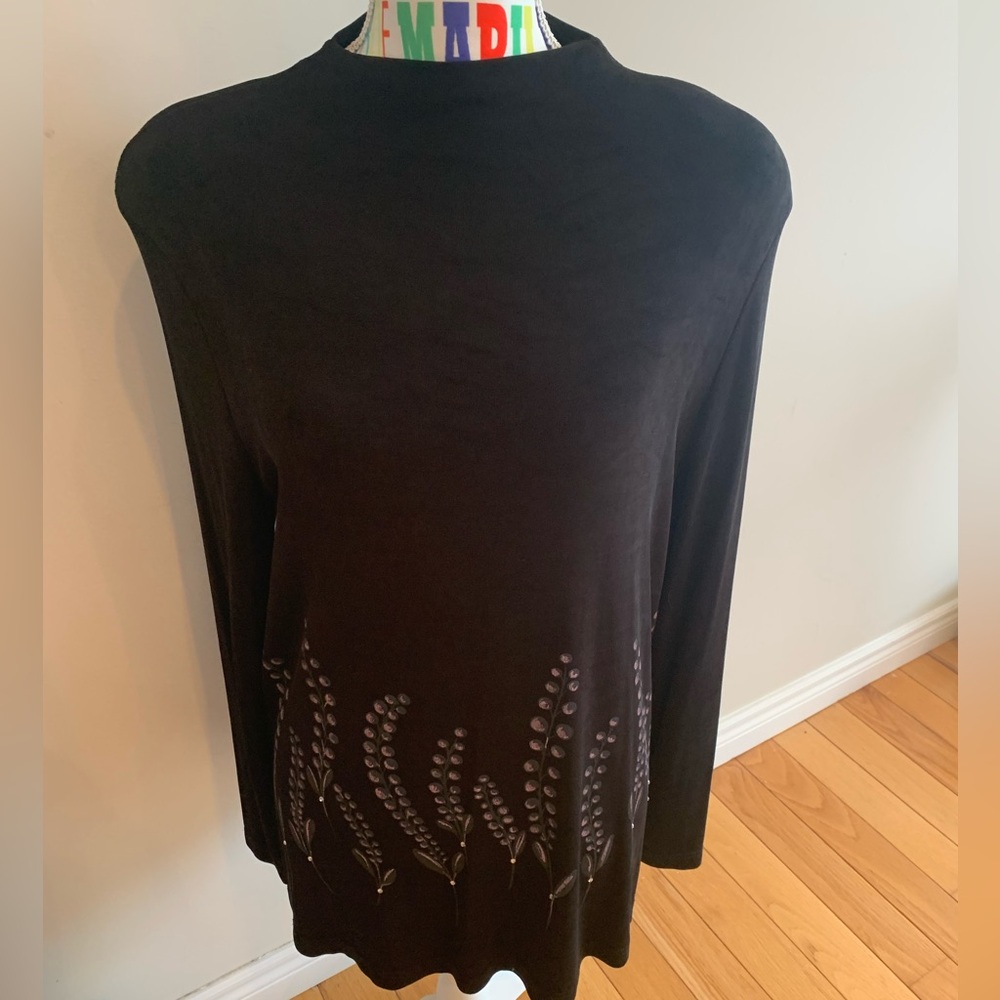 Vintage Picadilly Fashion Black Long Sleeve Top Made in Canada 🇨🇦